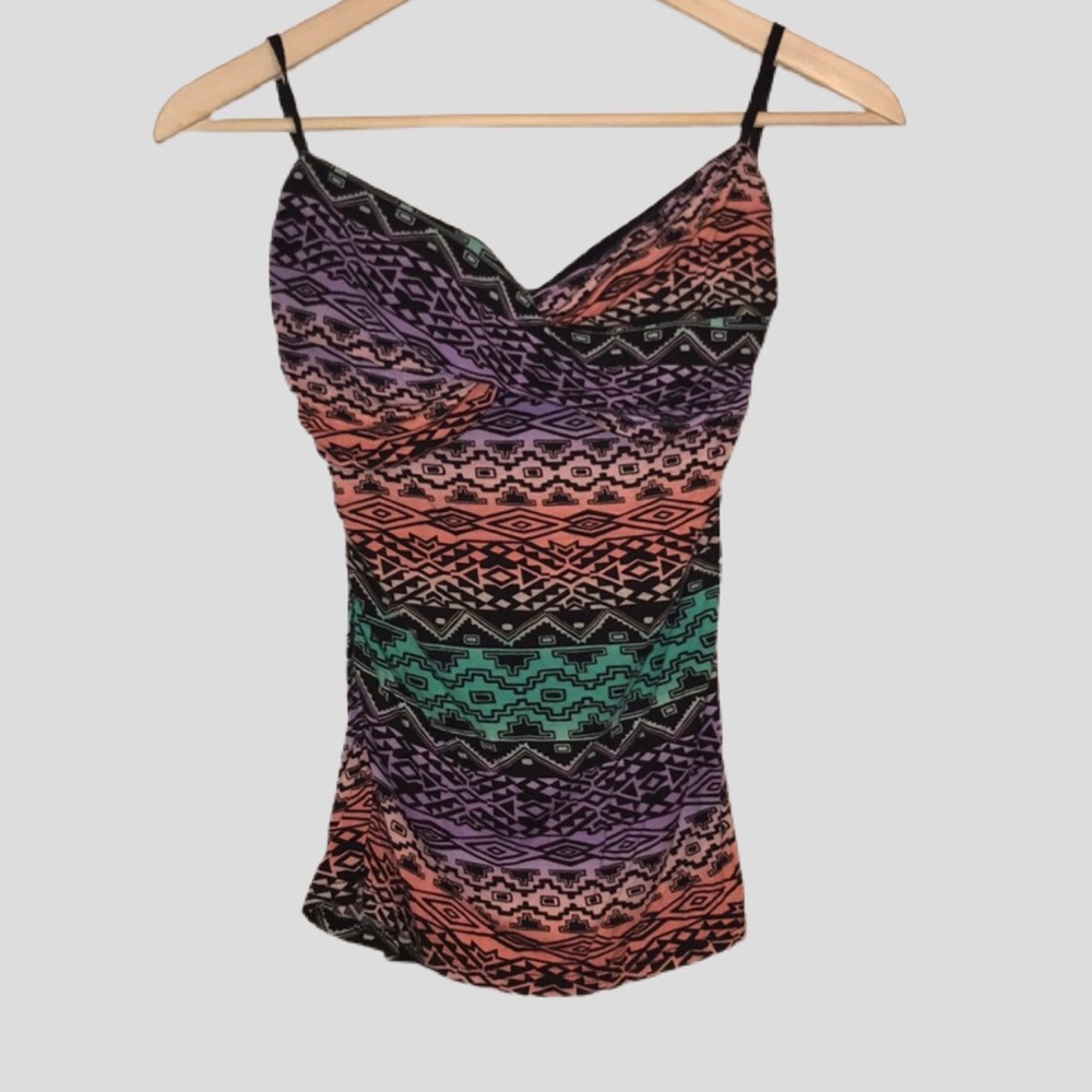 579 Multi Colored Sweetheart Strapless Top Size M